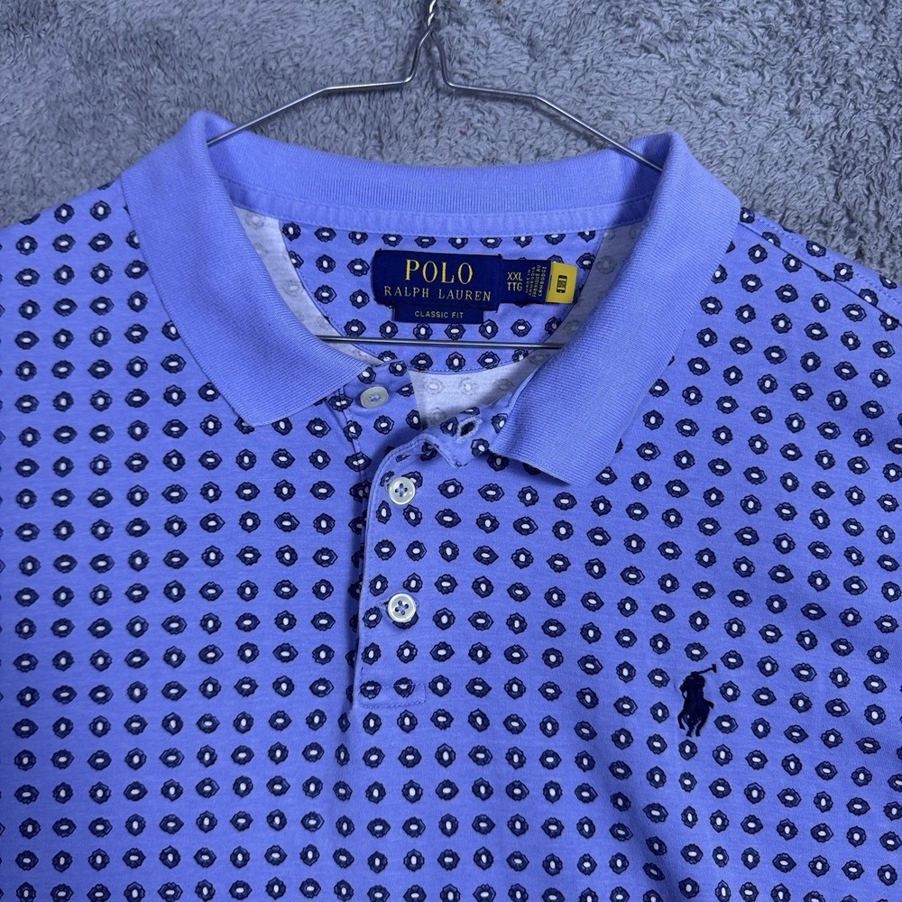 Ralph Lauren Polo Shirt Mens 2XL Classic Fit Golf All Over Print Geometric